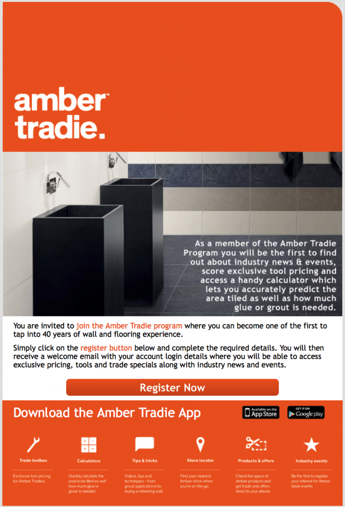amber tradie email example