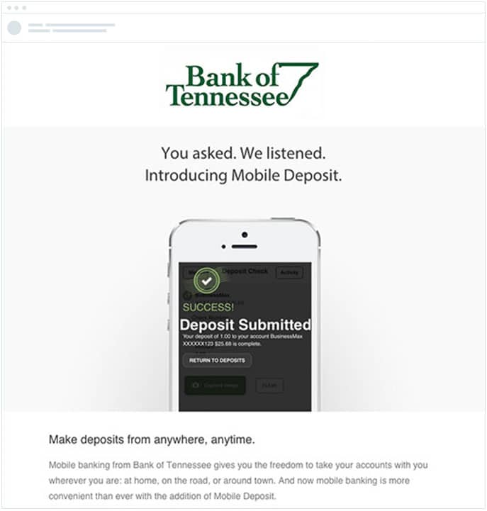 Bank of Tennessee - A/B Test - Email Visuals