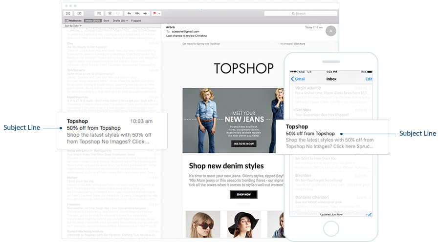 Topshop - Personalize Email Subject Line