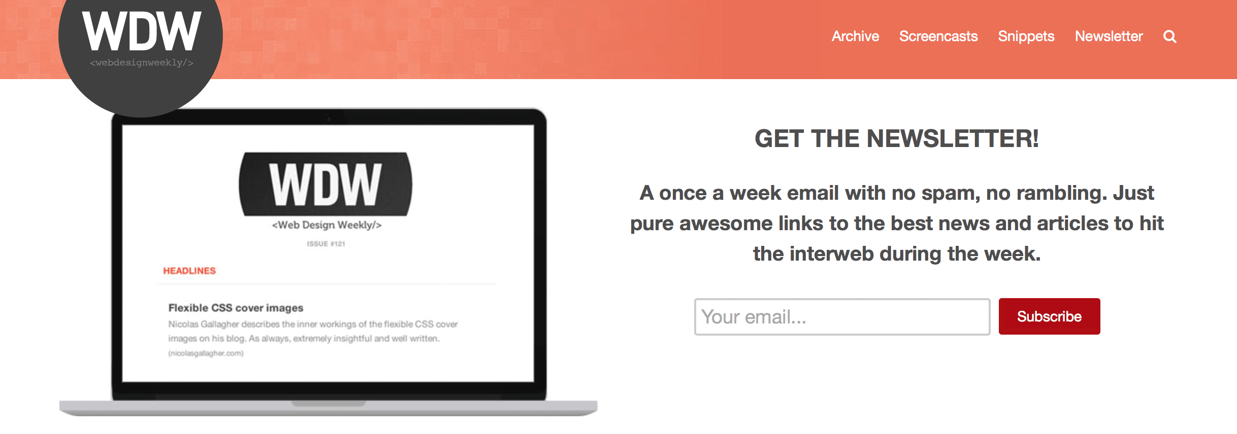 Web Design Weekly Call to action sign up