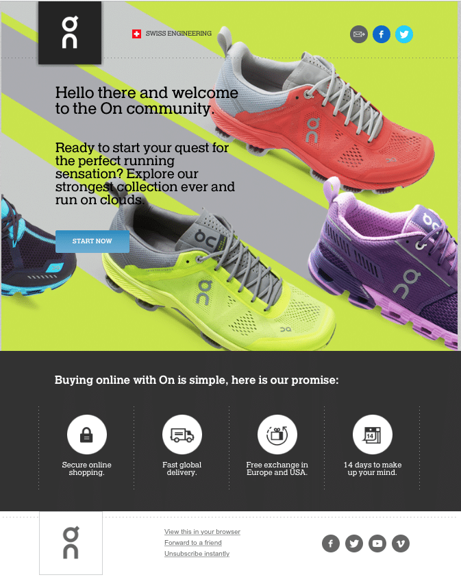 ON Running welcome email