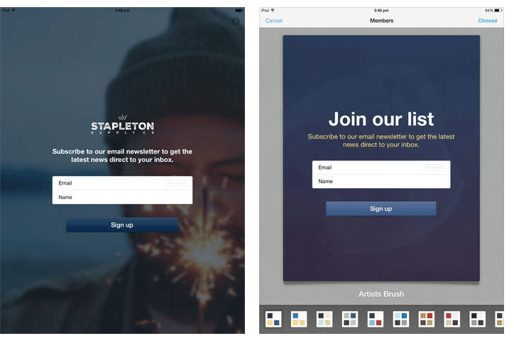 Enlist sign up fom app from Campaign Monitor