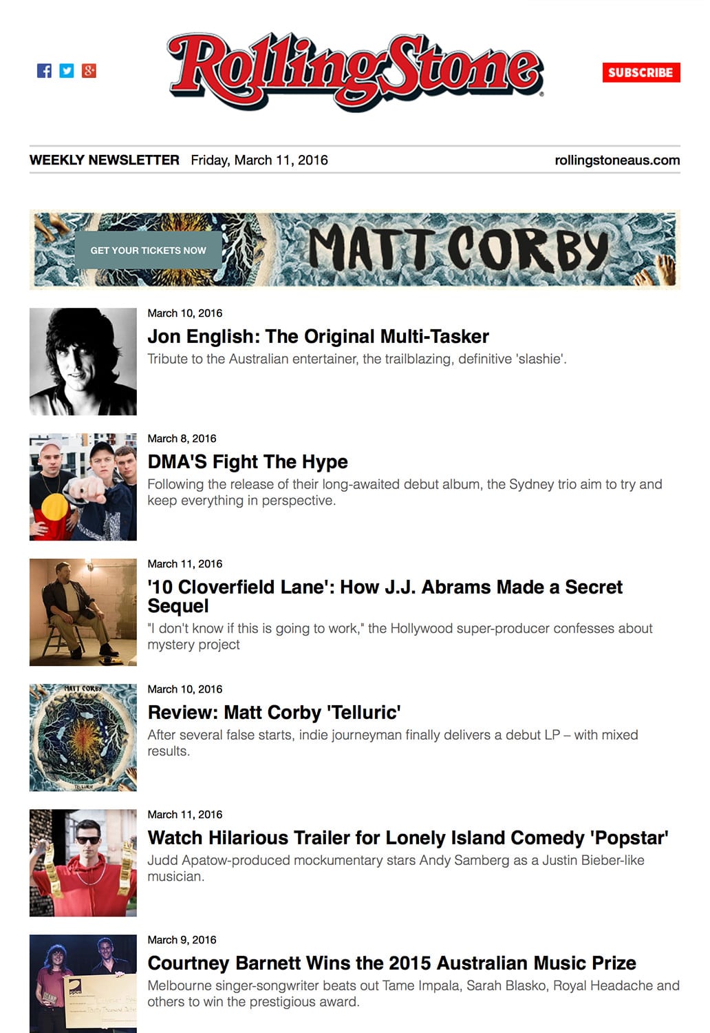Campaign Monitor for publishers - Rolling Stone email newsletter