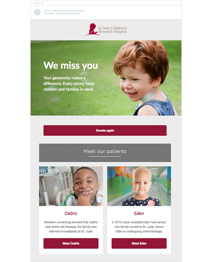 St. Jude’s Hospital – Automated Re-engagement Email
