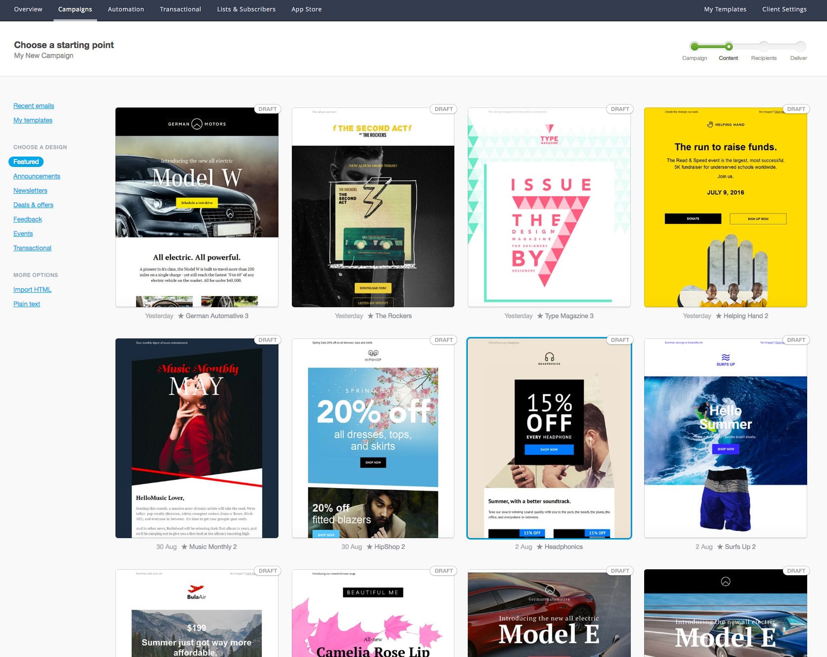 Campaign Monitor Choose Email Design