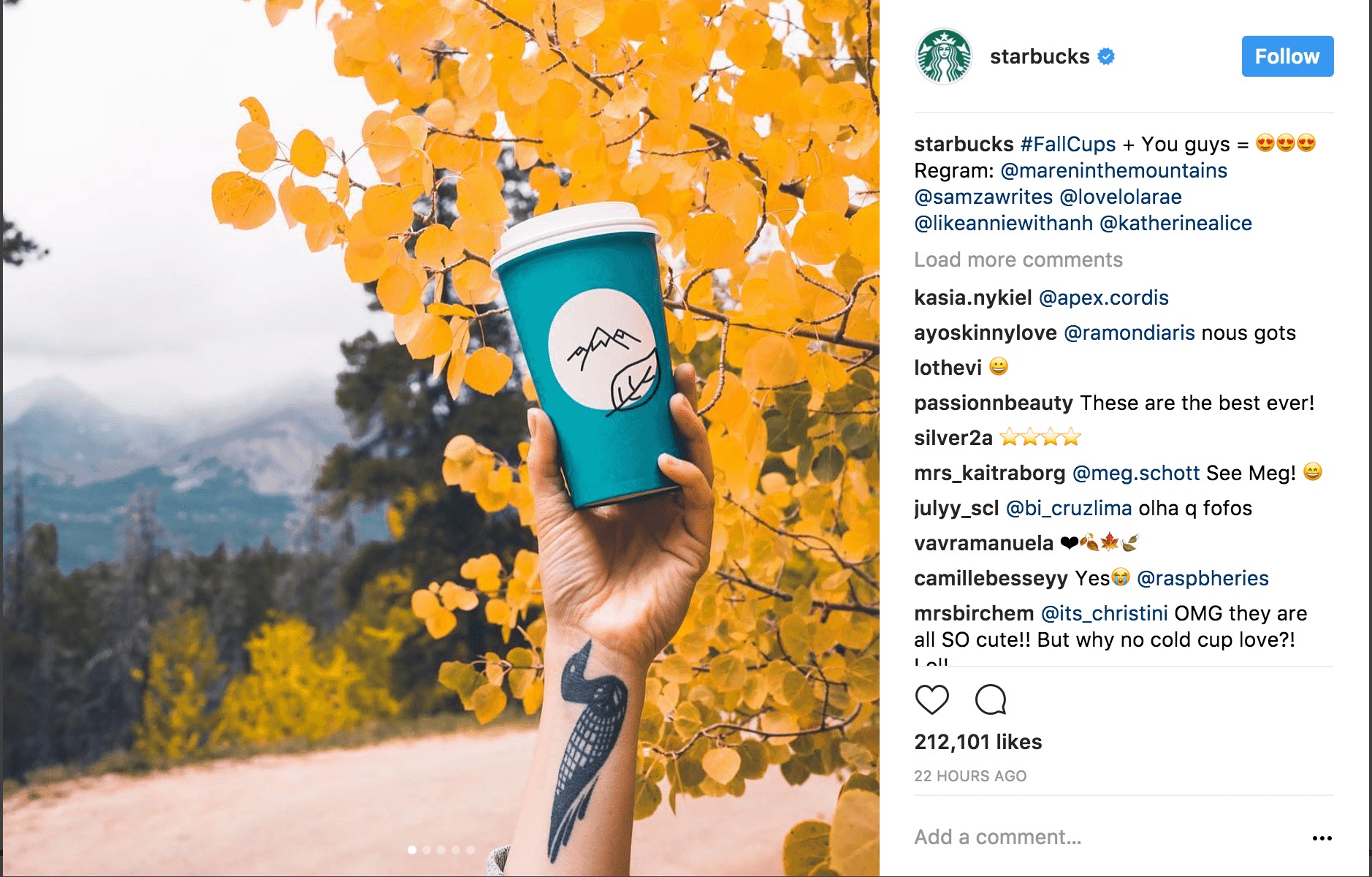 Starbucks instagram screen grab - an example of creating an authentic user experience