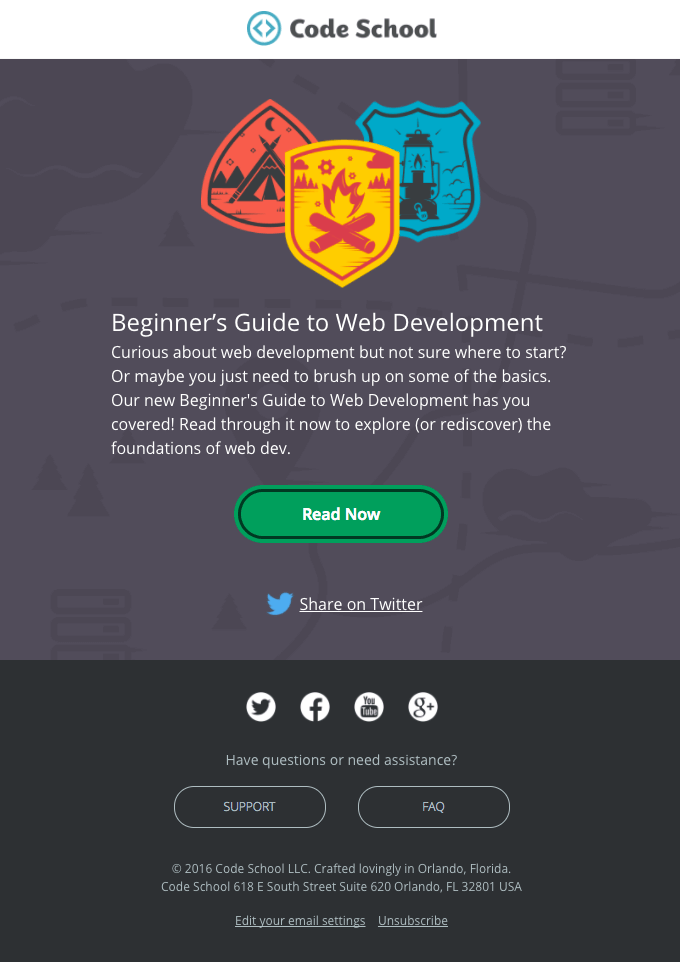 Code School – One Column Email Design