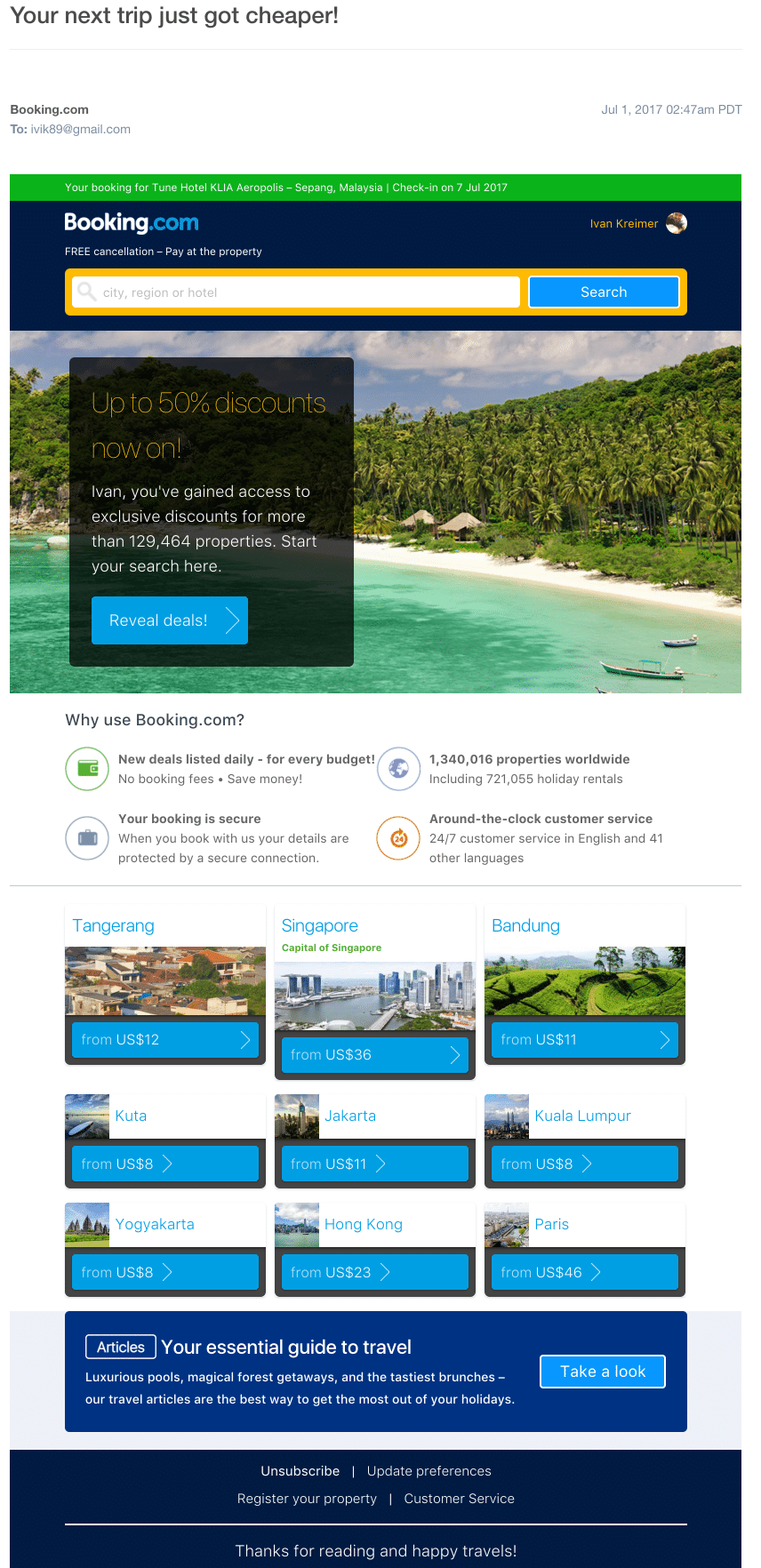 Booking.com – Discount Offer Email Booking.com – Discount Offer Email