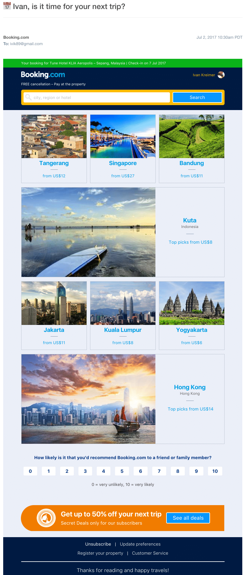 Booking.com – Offer Email Campaign
