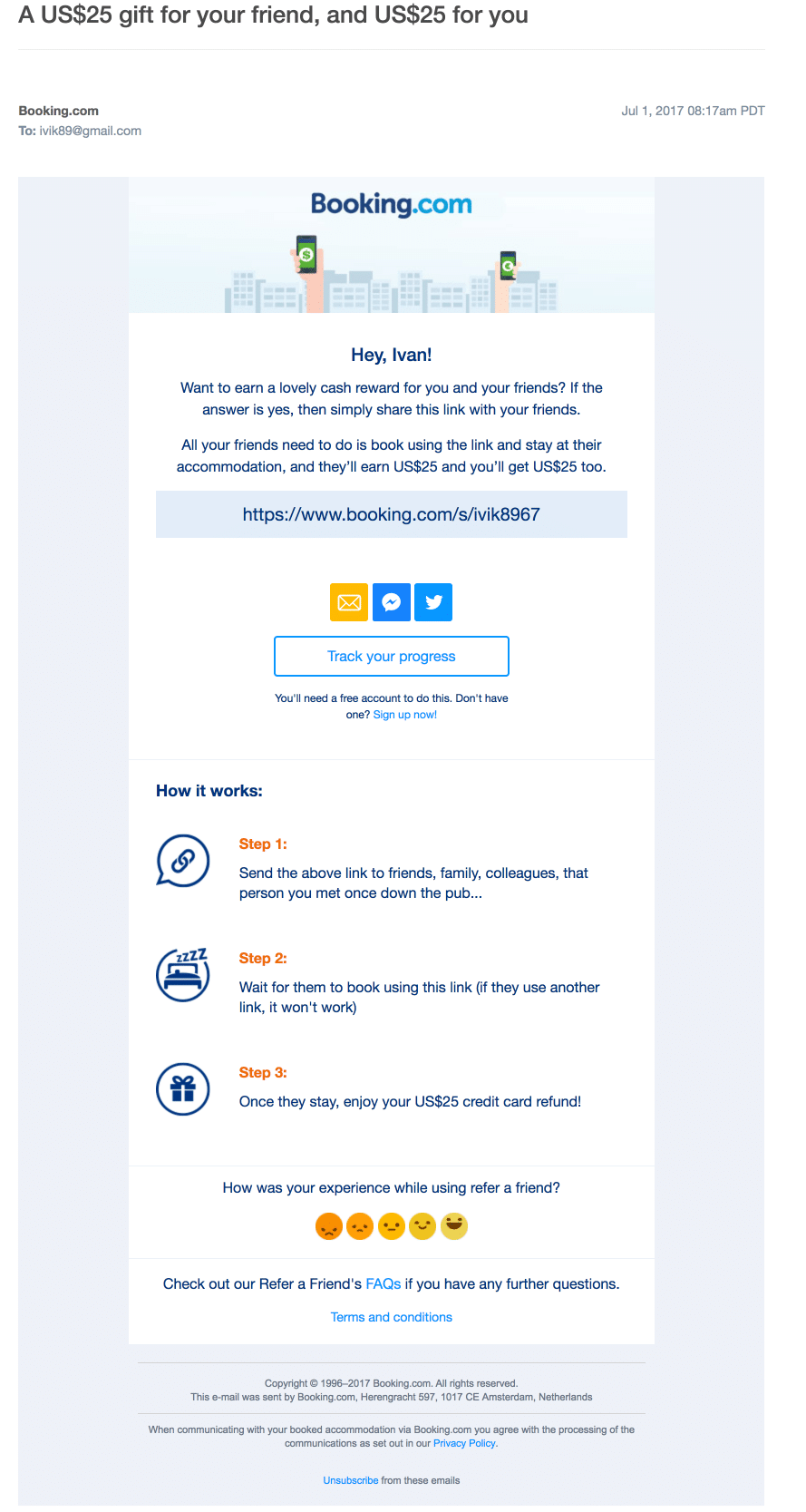 Booking.com – Referral Link Email Campaign Booking.com – Referral Link Email Campaign