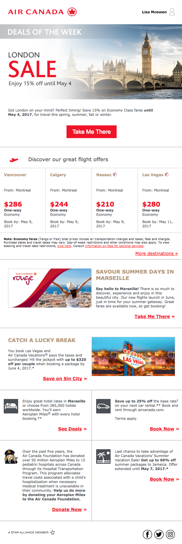 Air Canada – Personalized Email – Customer Segment Air Canada – Personalized Email – Customer Segment