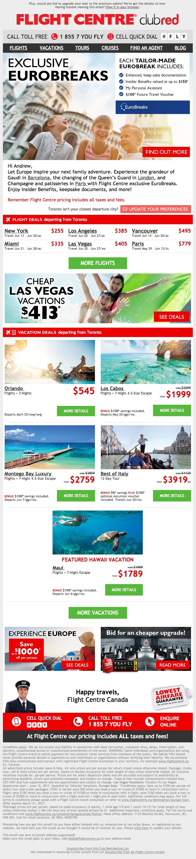 Flight Centre – Email Marketing & List Segmentation Flight Centre – Email Marketing & List Segmentation