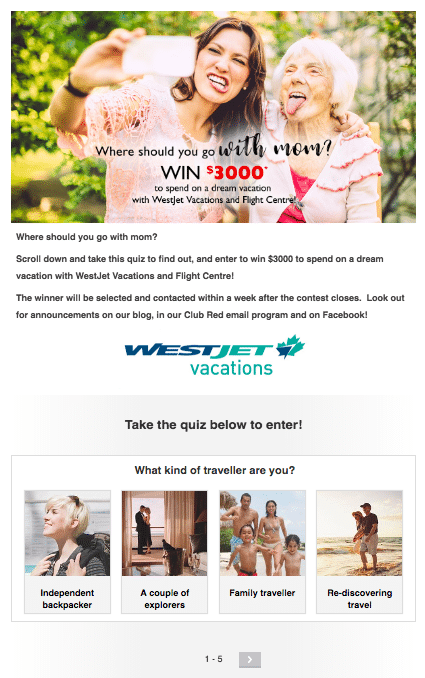 WestJet – Email Personalization – Dynamic ContentWestJet data collection email WestJet – Email Personalization – Dynamic Content