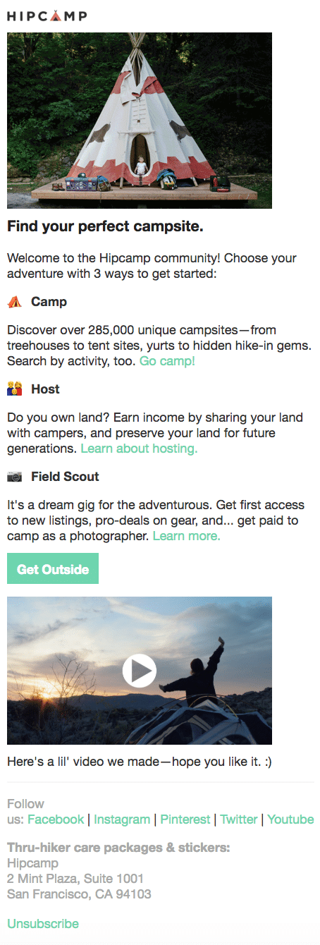 HipCamp – Email Automation – Welcome Message HipCamp – Email Automation – Welcome Message