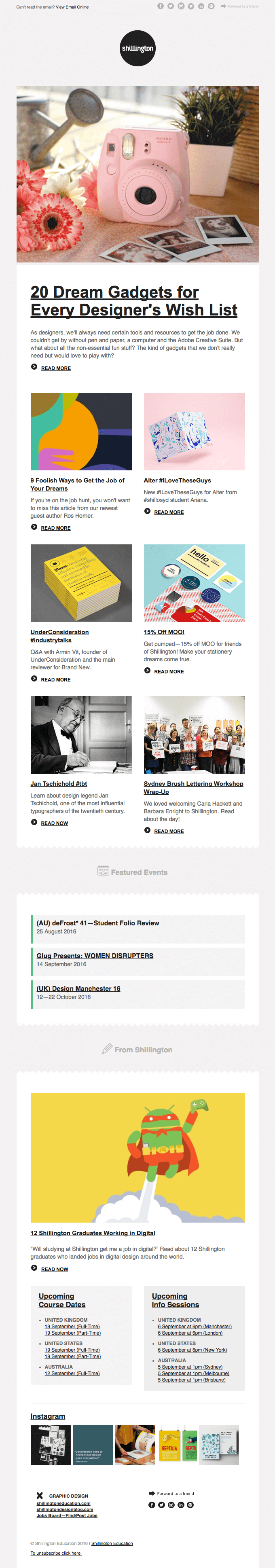 Shillington – Email Newsletter Flow Shillington – Email Newsletter Flow