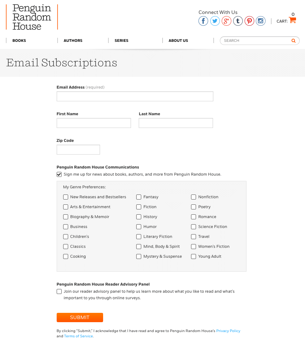 Penguin Random House – Email Marketing – Preference Center Penguin Random House – Email Marketing – Preference Center