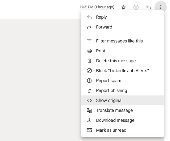 actions menu in gmail