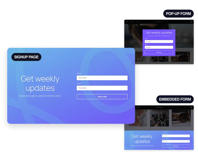 Overview of signup forms