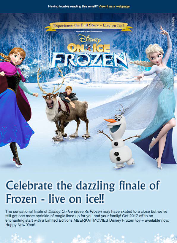Disney on Ice marketing email - Agencies