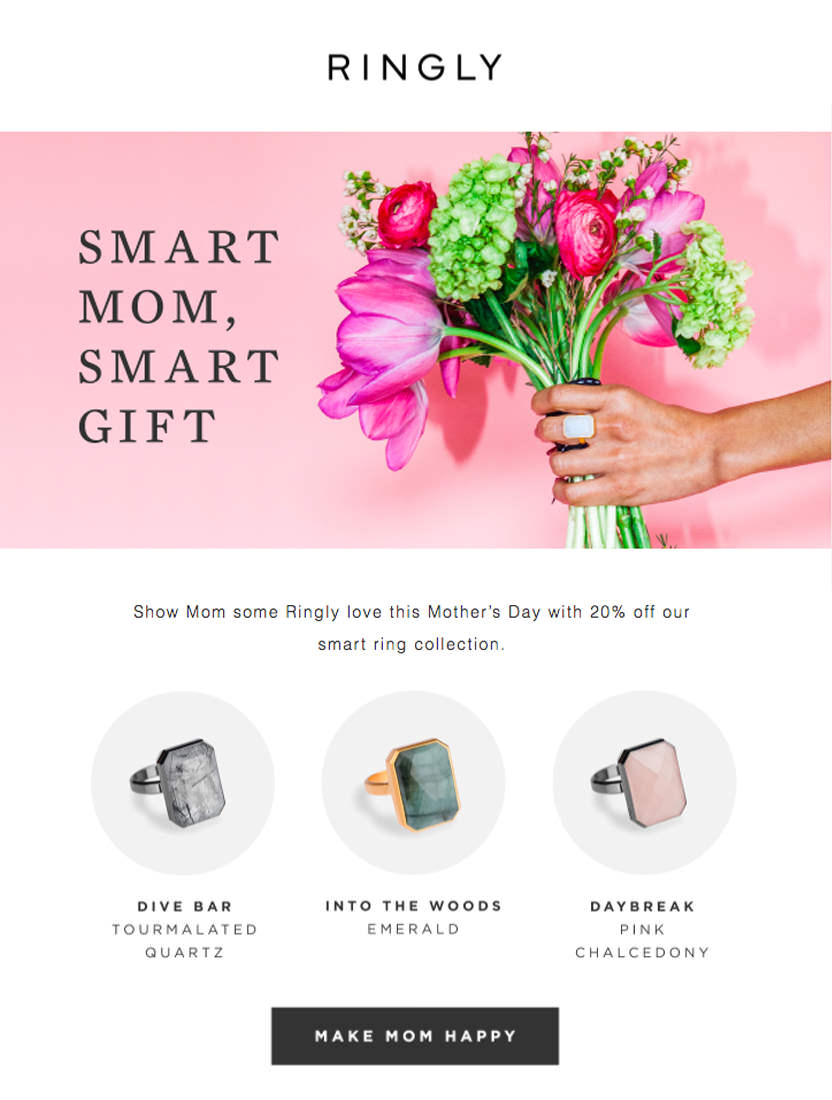 Ringly Mothers Day Email Campaign Monitor Customer Ringly Mothers Day Email