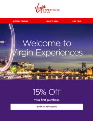 Campaign Monitor Customer Virgin Experiences Welcome Email