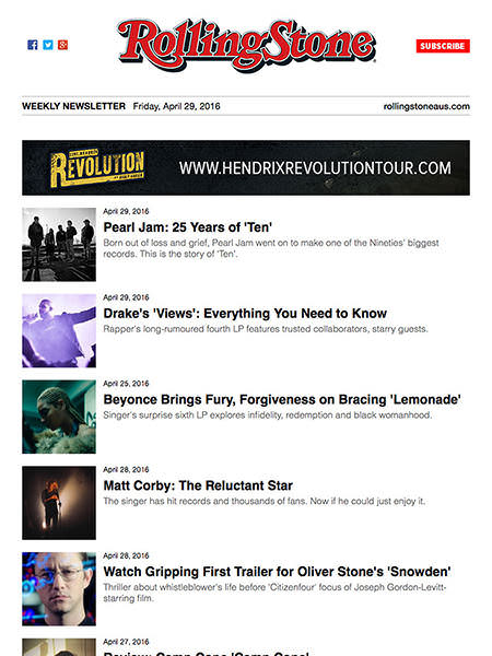 Rolling Stone Email Campaign Monitor Customer Rolling Stone Email