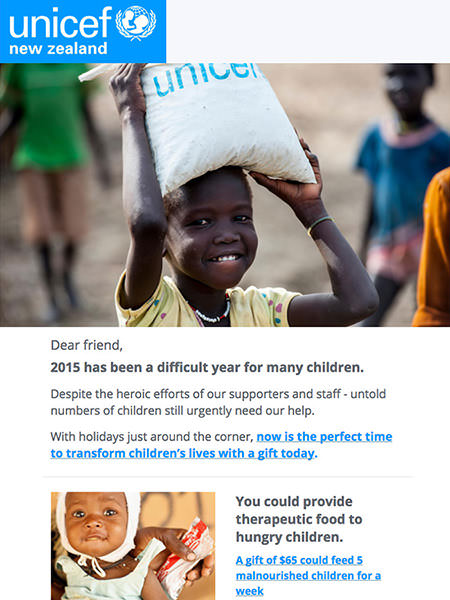 UNICEF Email Campaign Monitor Customer UNICEF Email