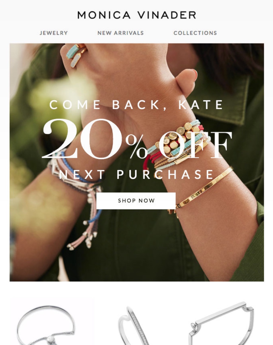 Offer email marketing Monica Vinader offer email