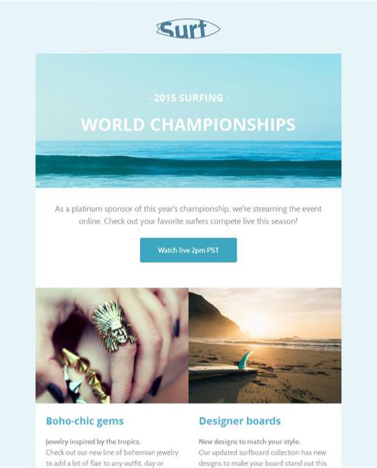 Surf Announcements Email Template