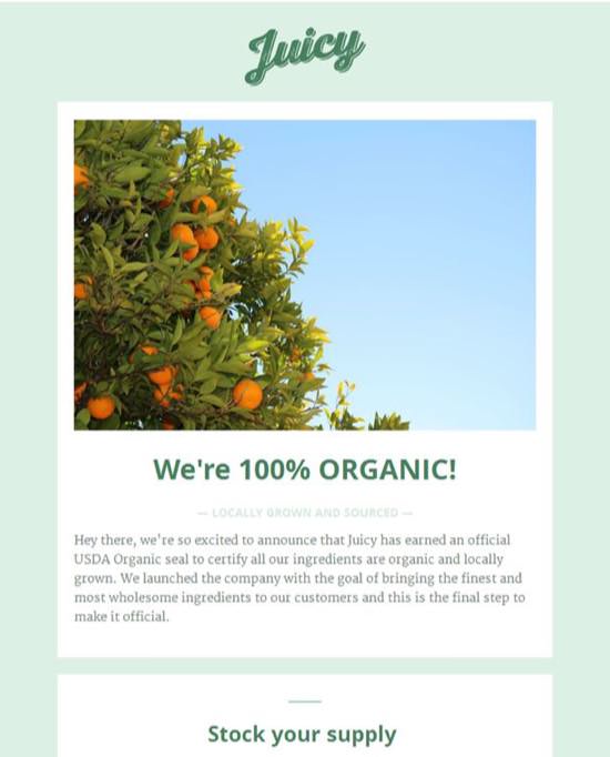 Juicy Announcements Email Template