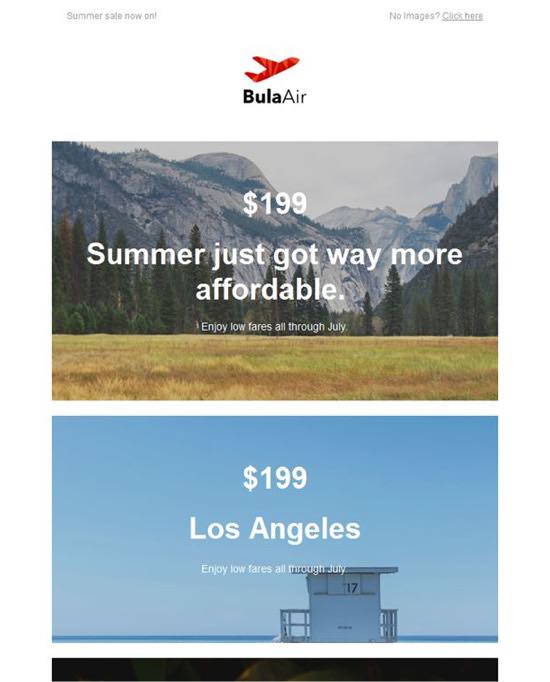 BulaAir Deals-offers Email Template