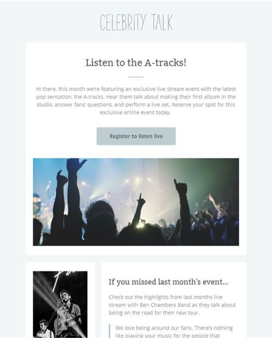 Celebrity Talk Events Email Template