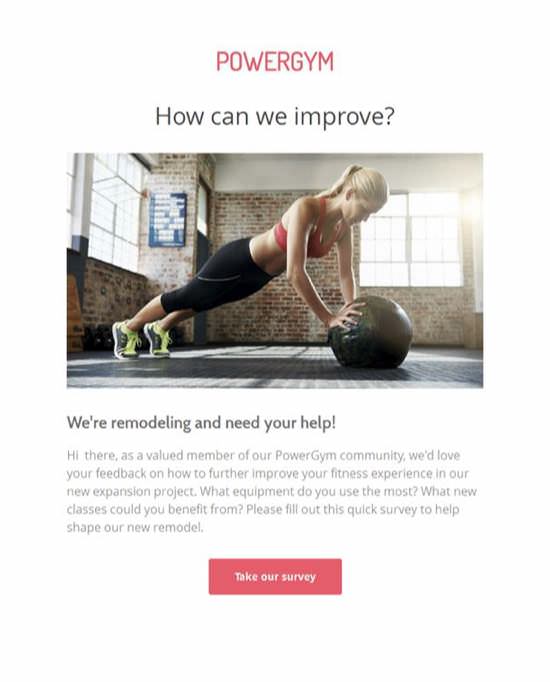 Power Gym Feedback Email Template