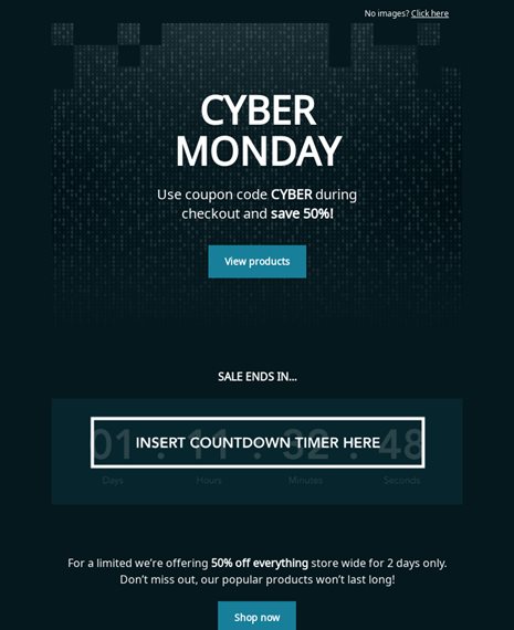 Cyber Monday Sale Holiday Email Template