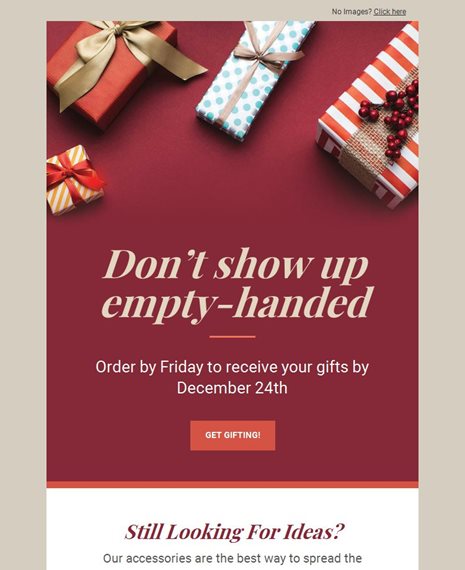 Empty Handed Holiday Email Template