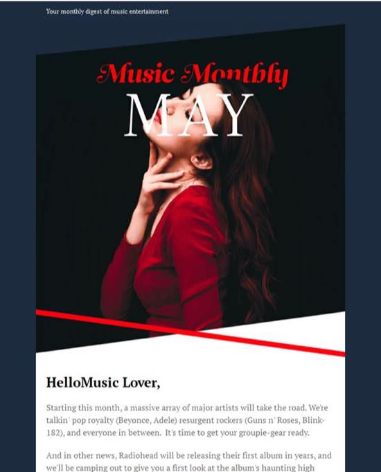 Music Monthly  Newsletters Email Template