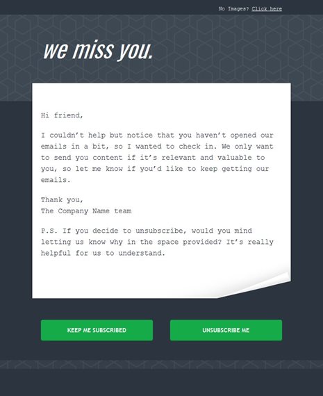 We Miss You Reengagement Email Template