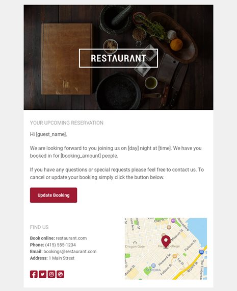 Transactional - Booking Restaurant Confirmation Transactional Email Template