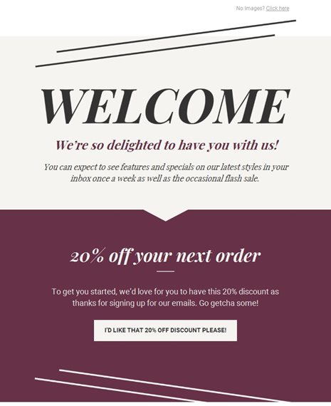 Discount Welcome Email Template