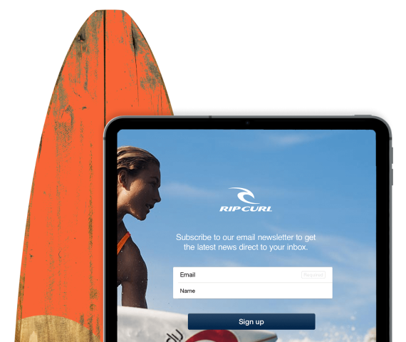 Example of Rip Curl signup form