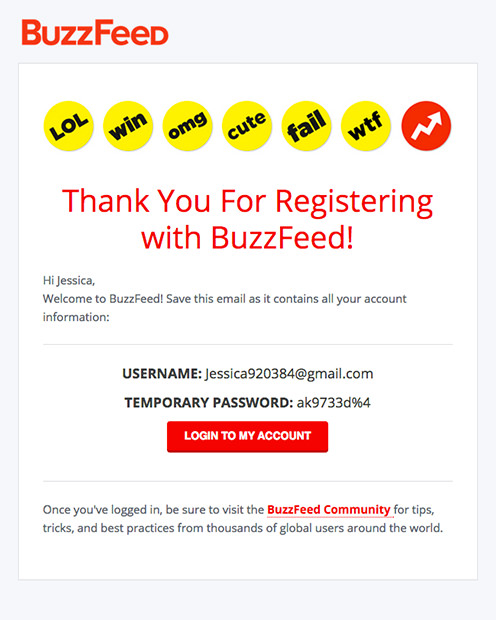 Example of transactional email from BuzzFeed