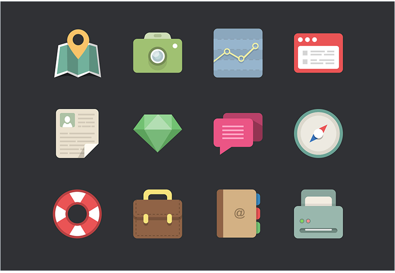 Flat designer icons by Web Designer Depot