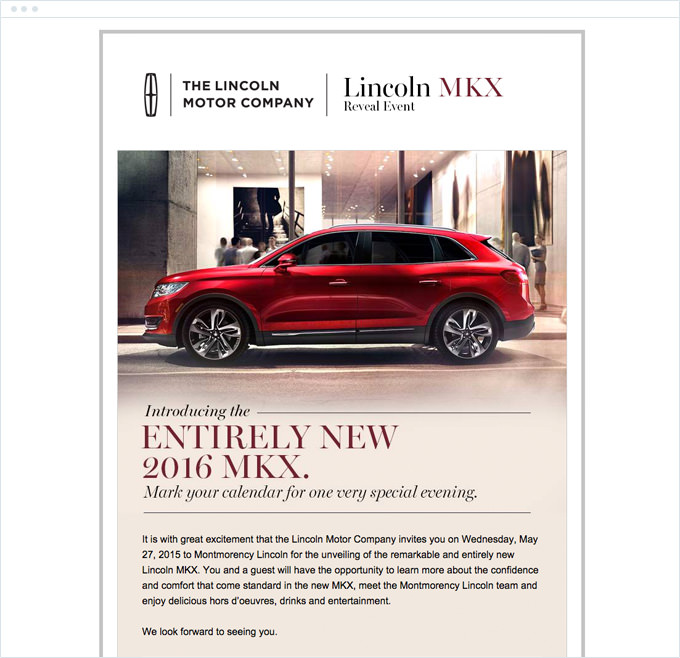 Lincoln Motors - Event Invitation Email