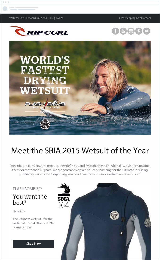 Rip Curl - Email Campaign to Subscribers