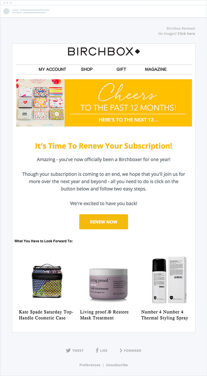 Birchbox - Subscription Renewal Emails