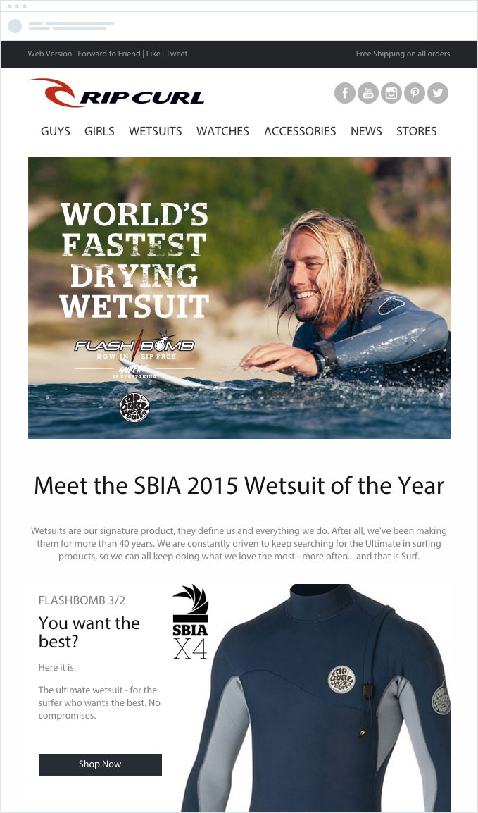 Rip Curl - Relevant Email Newsletter