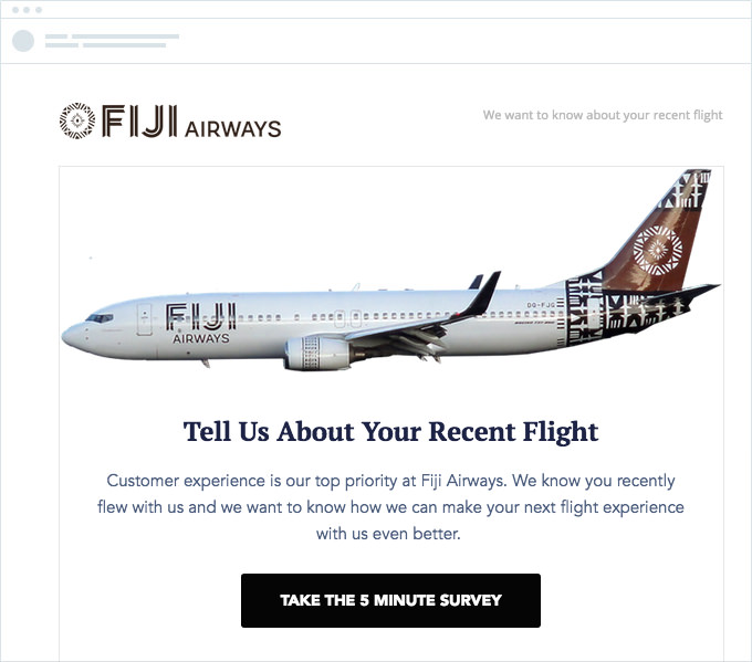 Fiji Airways - Feedback Email example