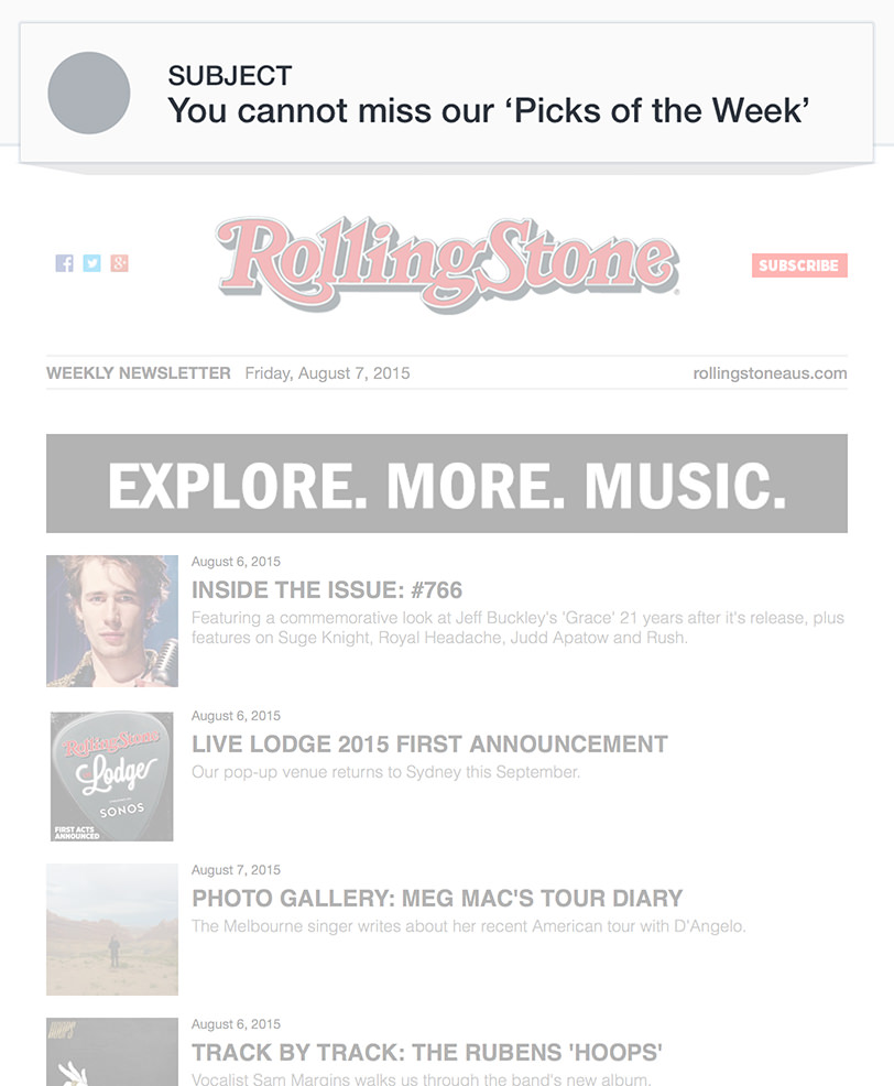 RollingStone Email Newsletter Email Marketing - RollingStone Email Newsletter