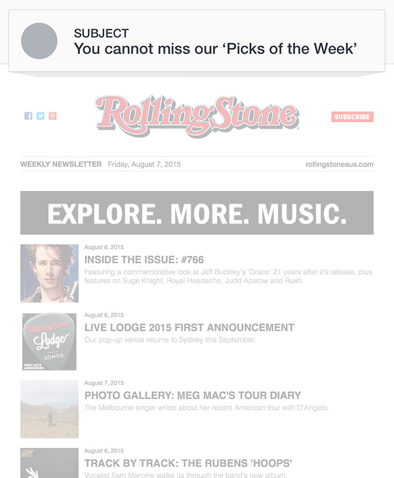 Email Marketing - RollingStone Email Newsletter