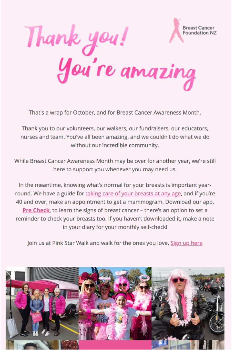 Nonprofit Email Marketing - Breast Cancer Foundation NZ